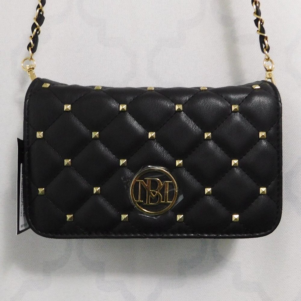 Badgley Mischka Black Diamond Quilted Crossbody with Studs - NWT